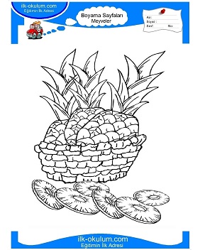 Çocuklar İçin Ananas Boyama Sayfaları 